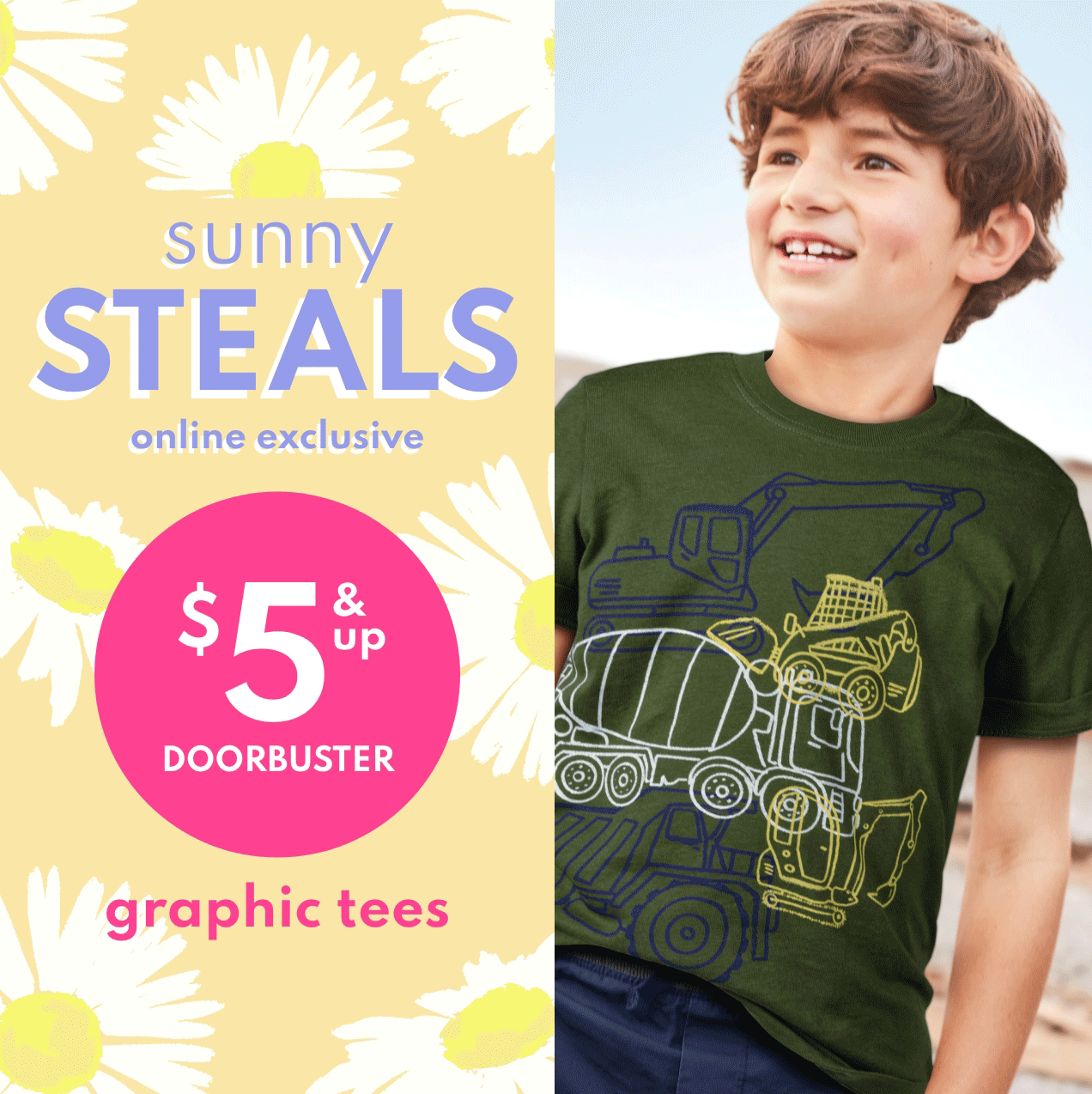 sunny STEALS | online exclusive | $5 & up DOORBUSTER | graphic tees 