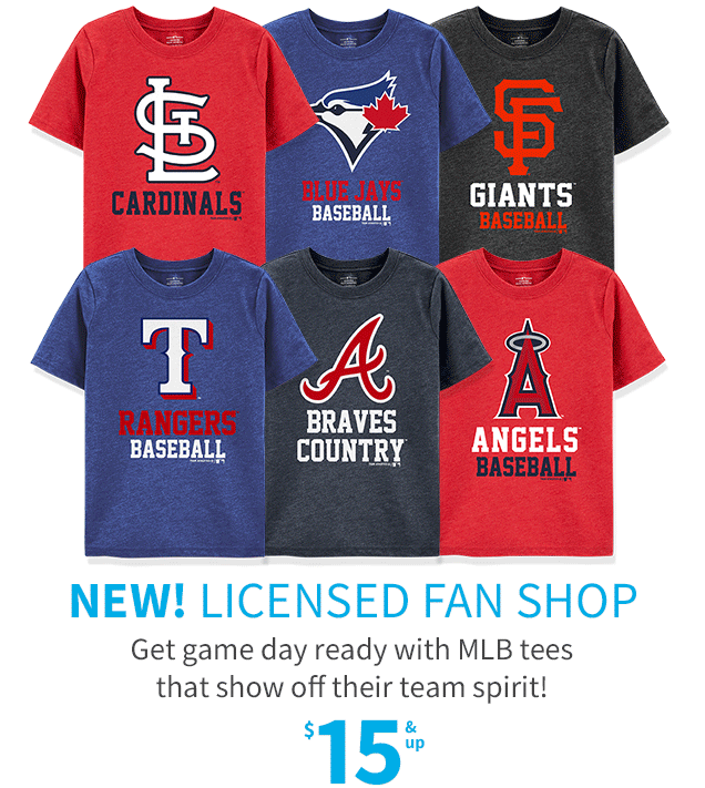 NEW! LICENSED FAN SHOP | Get game day ready with MLB tees that show off their team spirit! | $15 & up