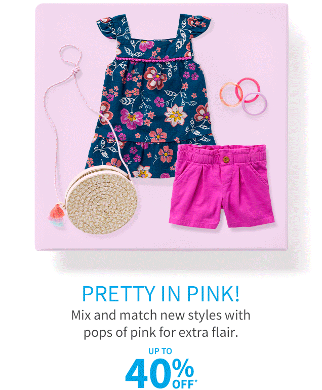PRETTY IN PINK! | Mix and match new styles with pops of pink for extra flair. | UP TO 40% OFF*