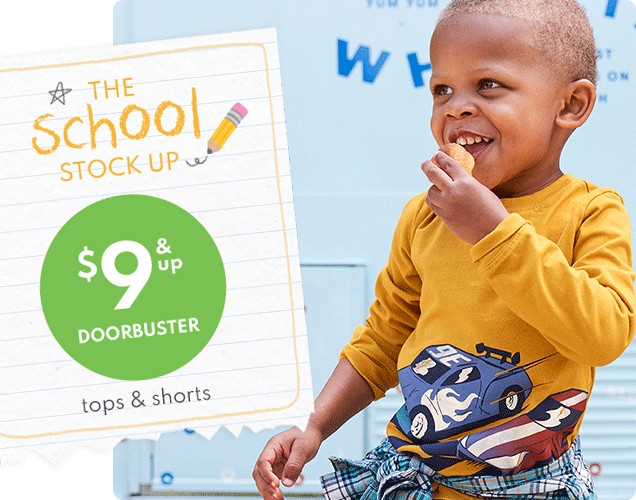 THE SCHOOL STOCK UP | $9 & up DOORBUSTER | tops & shorts
