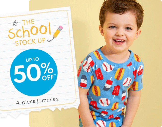 THE SCHOOL STOCK UP | UP TO 50% OFF* | 4-piece jammies