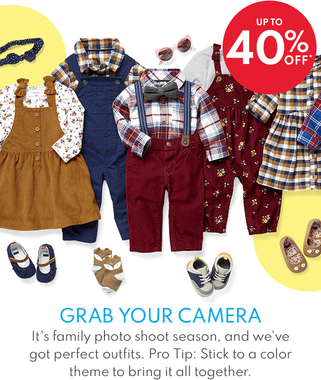 UP TO 40% OFF* | GRAB YOUR CAMERA | It's family photo season, and we've got perfect outfits. Pro Tip: Stick to a color theme to bring it all together.