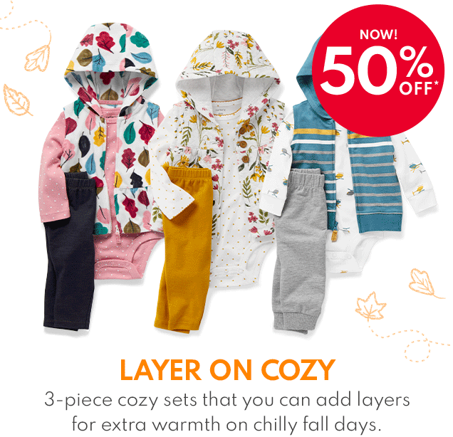 NOW! 50% OFF* | LAYER ON COZY | 3-piece cozy sets that you can add layers for extra warmth on chilly fall days.