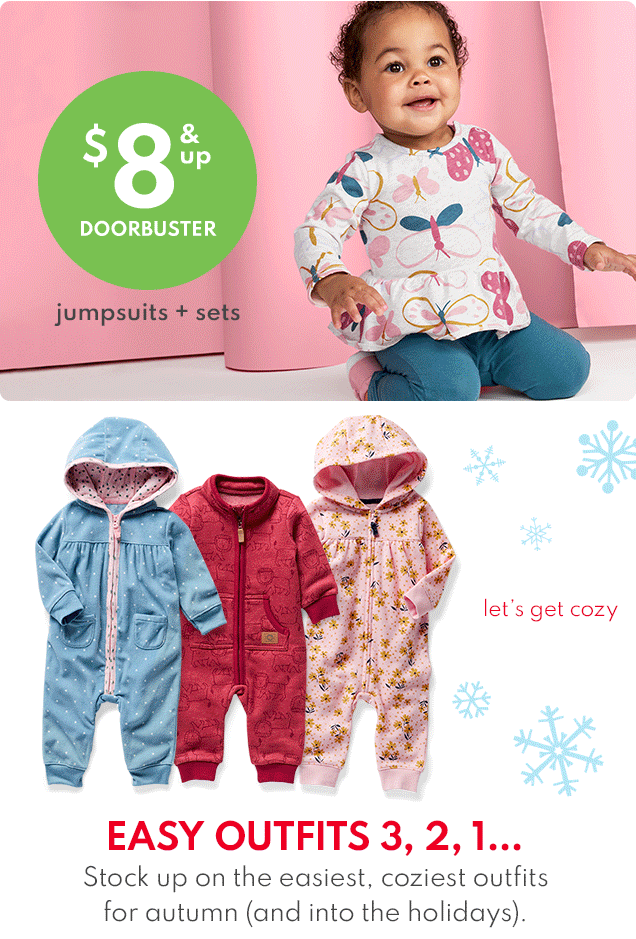 $8 & up DOORBUSTER | jumpsuits + sets | let's get cozy | EASY OUTFITS 3, 2, 1... Stock up on the easiest, coziest outfits for autumn (and into the holidays). 
