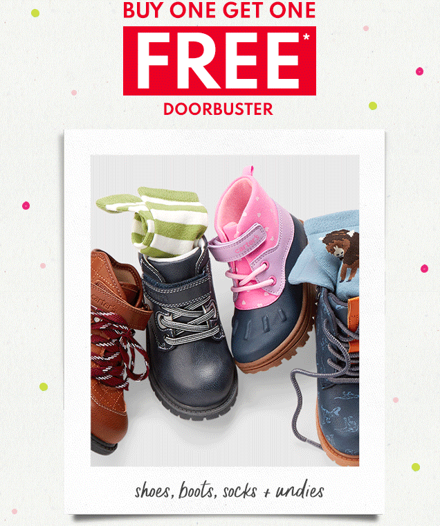 BUY ONE GET ONE FREE* | DOORBUSTER | shoes, boots, socks + undies